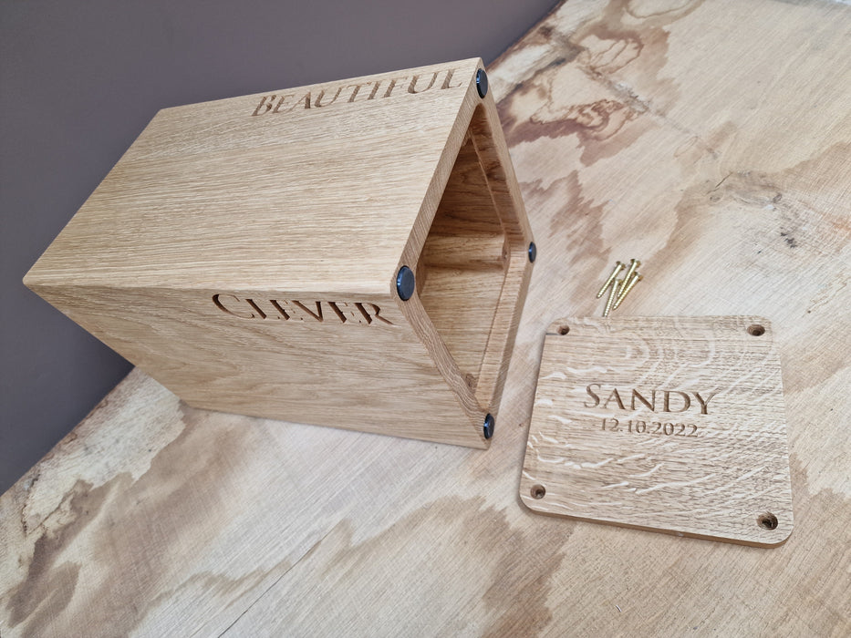 Oak Urn for Cremation Ashes - Hybrid Door Stop