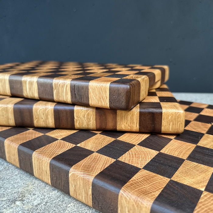 Chequered Oak & Walnut end grain chopping or serving boards