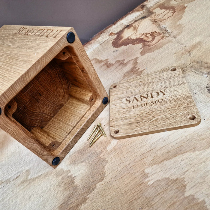 Oak Urn for Cremation Ashes - Hybrid Door Stop