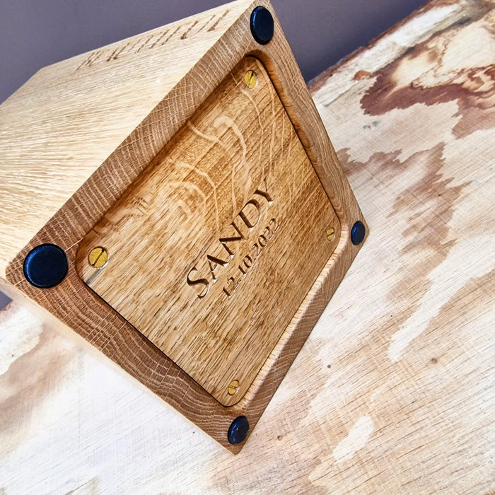 Oak Urn for Cremation Ashes - Hybrid Door Stop