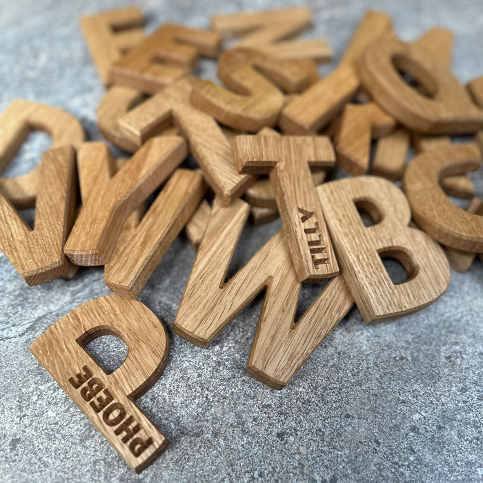 Engraved Oak Door Letters