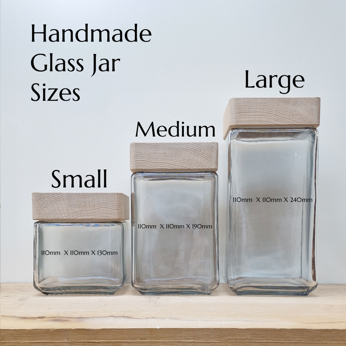 Handmade Glass Storage Jars - Tea, Coffee, Sugar - Set of 3