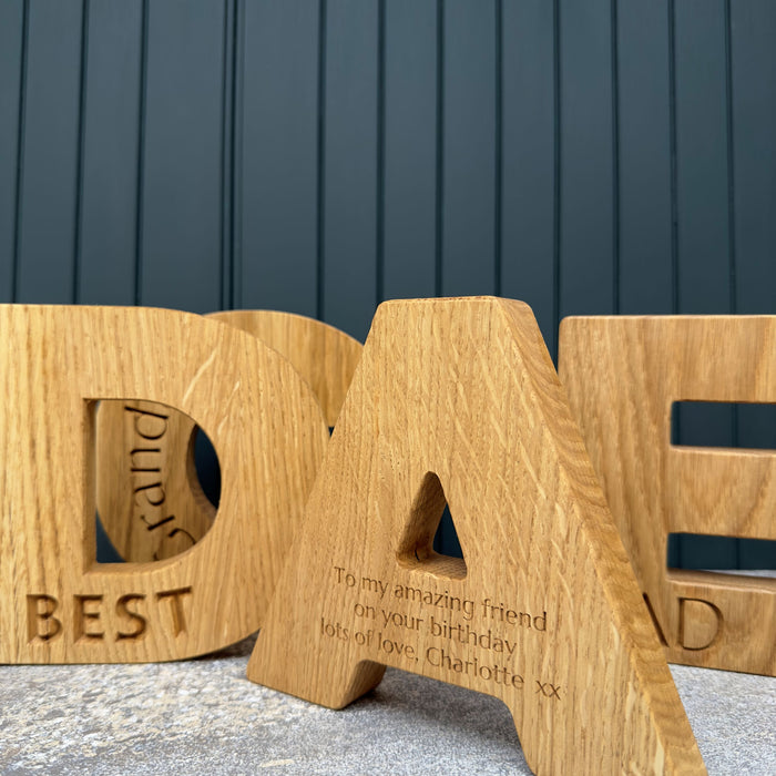 Engraved Oak Letters