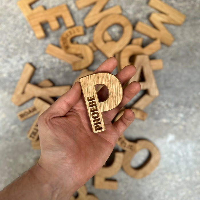 Engraved Oak Door Letters