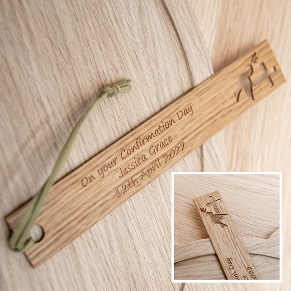 Confirmation Gift Engraved Oak Bookmark