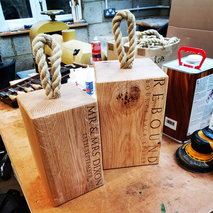 Giant Personalised Oak Door Stop