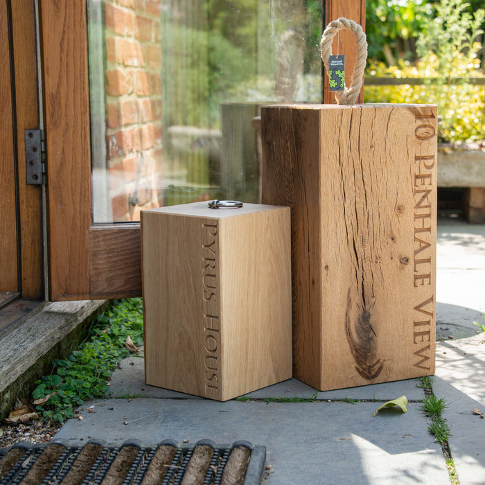 Giant Personalised Oak Door Stop