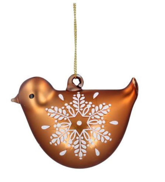 Lace gold hanging bird glass decorations - Set of 2