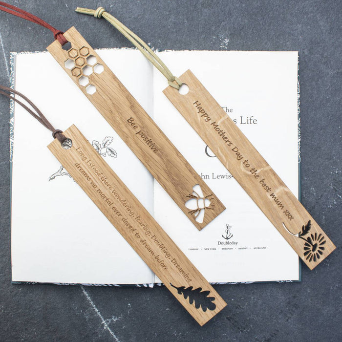 Engraved Oak Bookmark - Inspired By Nature
