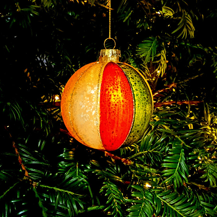 Multicoloured Ribbed Glass Bauble