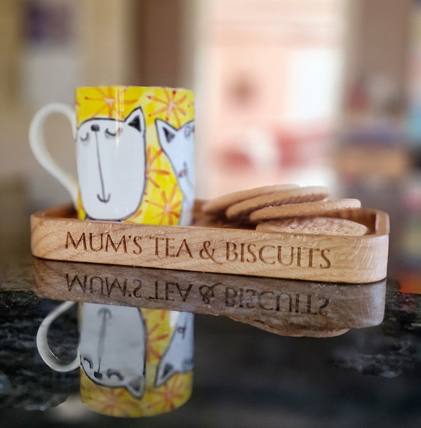 Personalised Oak Tea & Biscuit Tray