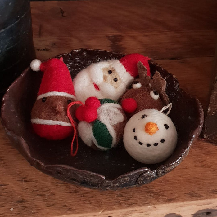 Handmade Felt Christmas Character Baubles Set of 5 by Felt So Good