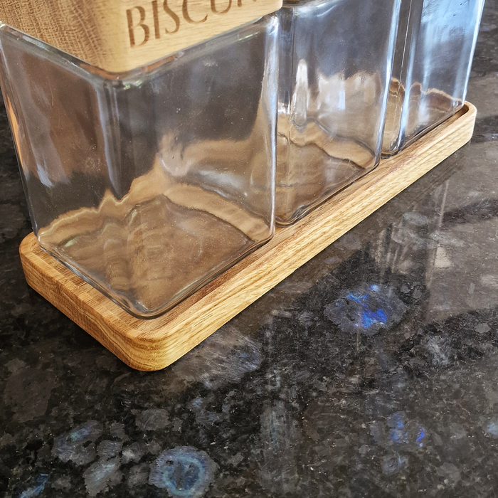 Handmade Glass Storage Jars - Tea, Coffee, Sugar - Set of 3