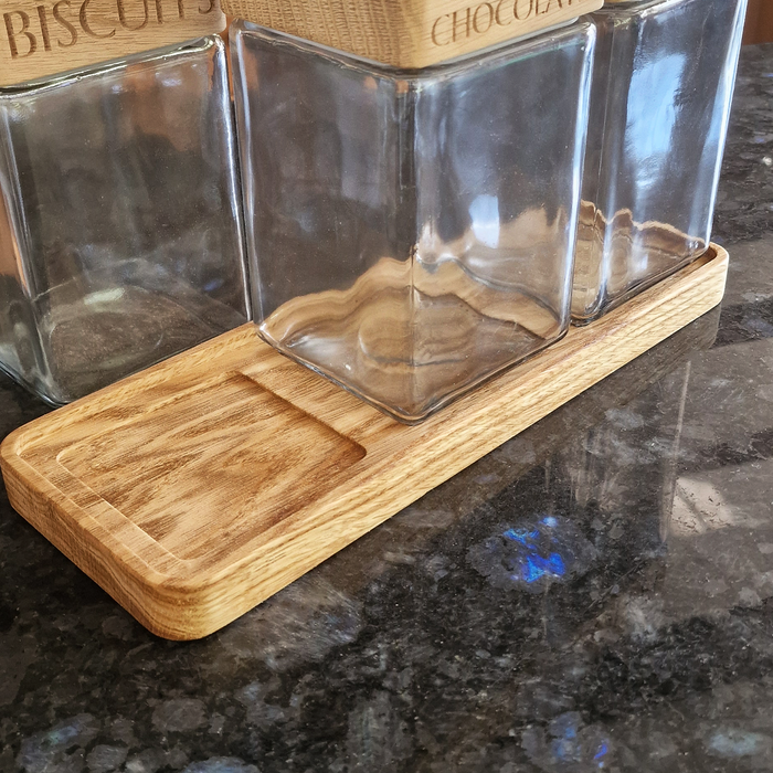Handmade Glass Storage Jars - Tea, Coffee, Sugar - Set of 3