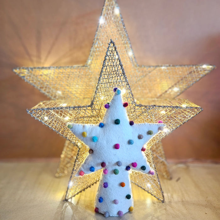 Handmade Felt Pompom Star Christmas Tree Topper by Felt So Good