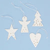 White ceramic decorations - Set of 4  - Shapes with Gold Stars