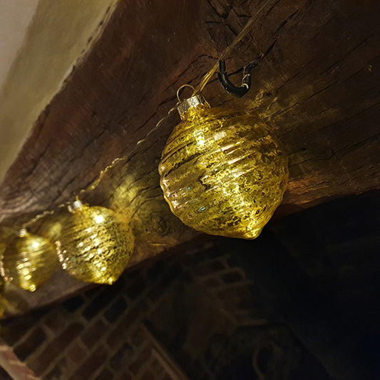String of Gold glass bauble LED lights