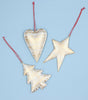 Gold 'Lace' Star, Heart & Tree hanging decorations - set of 3